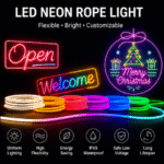 LED neon rope light flexible bright customizable neon signs open welcome merry christmas IP65 waterproof