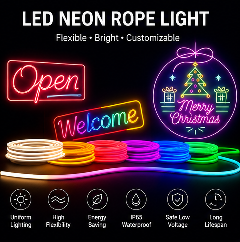 LED Neon Rope Light Flexible Bright Customizable Neon Signs Letters LED neon rope light flexible bright customizable neon signs open welcome merry christmas IP65 waterproof