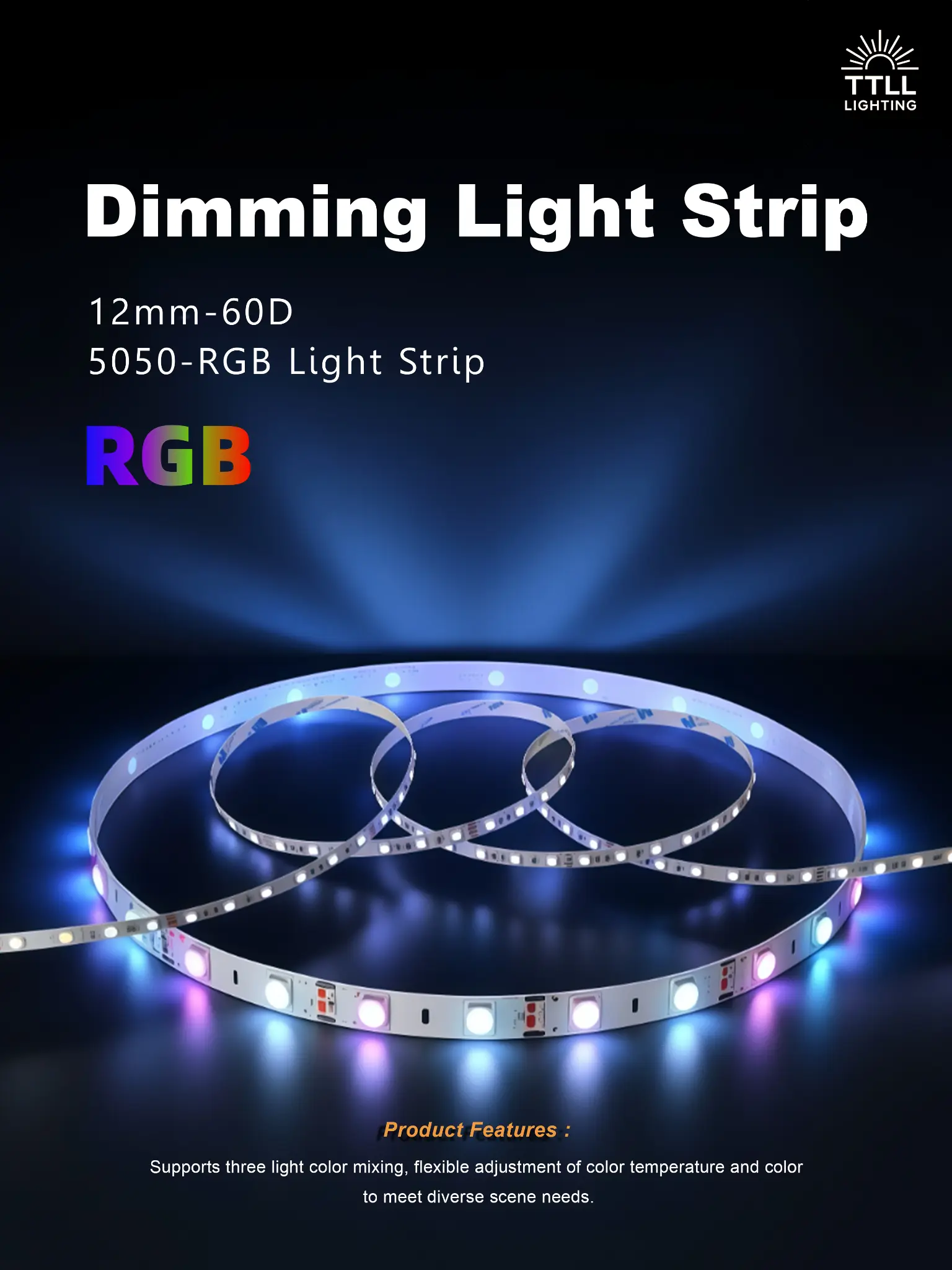 RGB SMD5050 LED strip lights for commercial color changing lighting projects