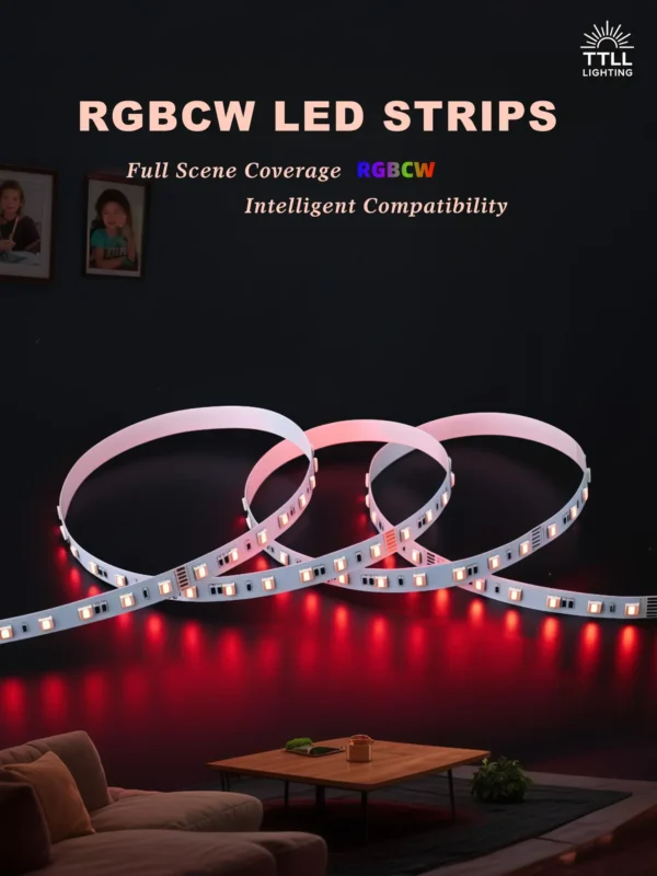 RGB LED strip lights creating colorful ambient lighting in hospitality interiors