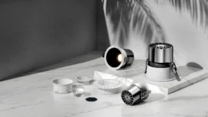 LED recessed downlight white silver chrome finish anti-glare adjustable beam angle commercial