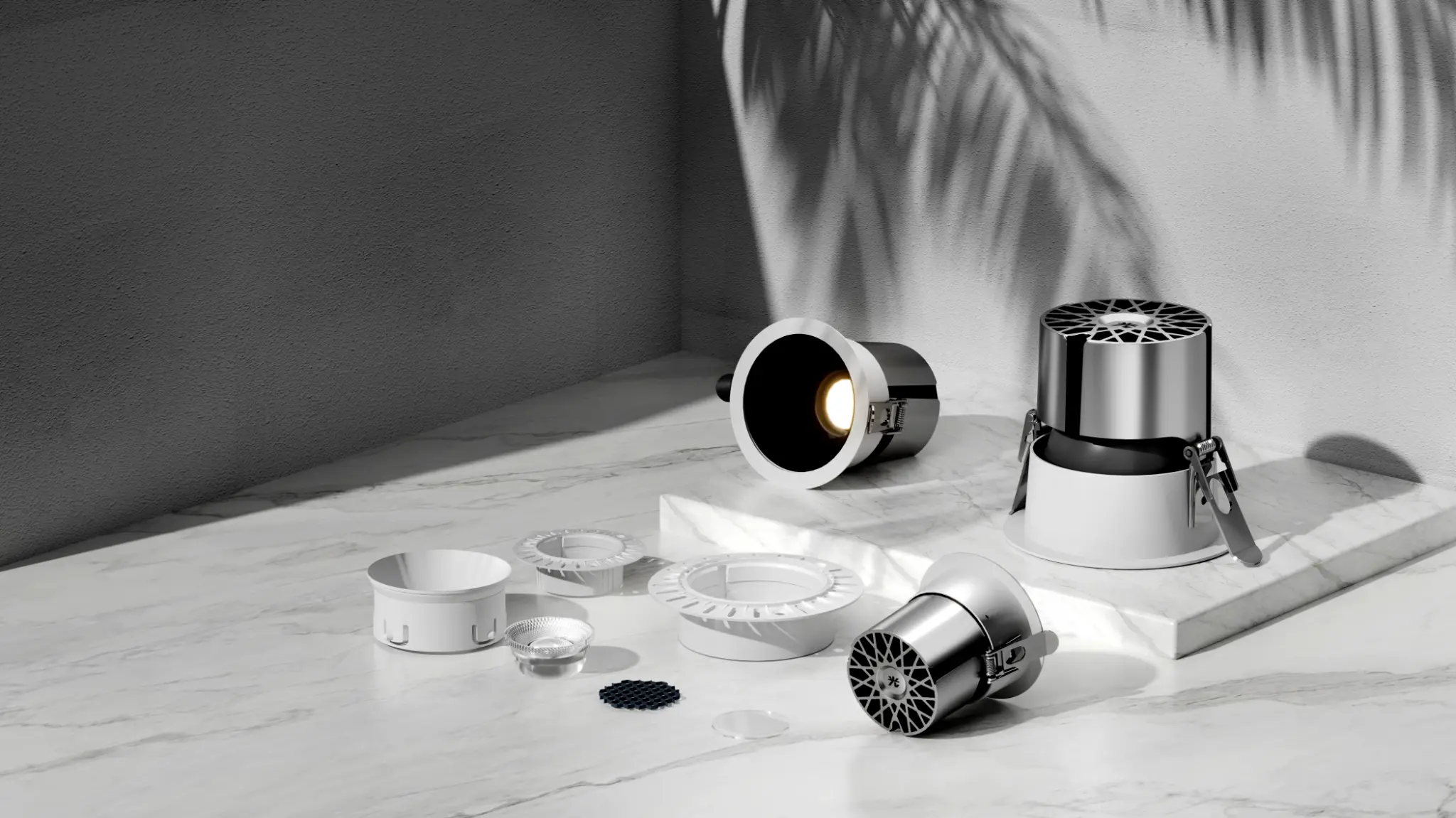 LED Recessed Downlight White Silver Chrome Finish Anti-Glare LED recessed downlight white silver chrome finish anti-glare adjustable beam angle commercial