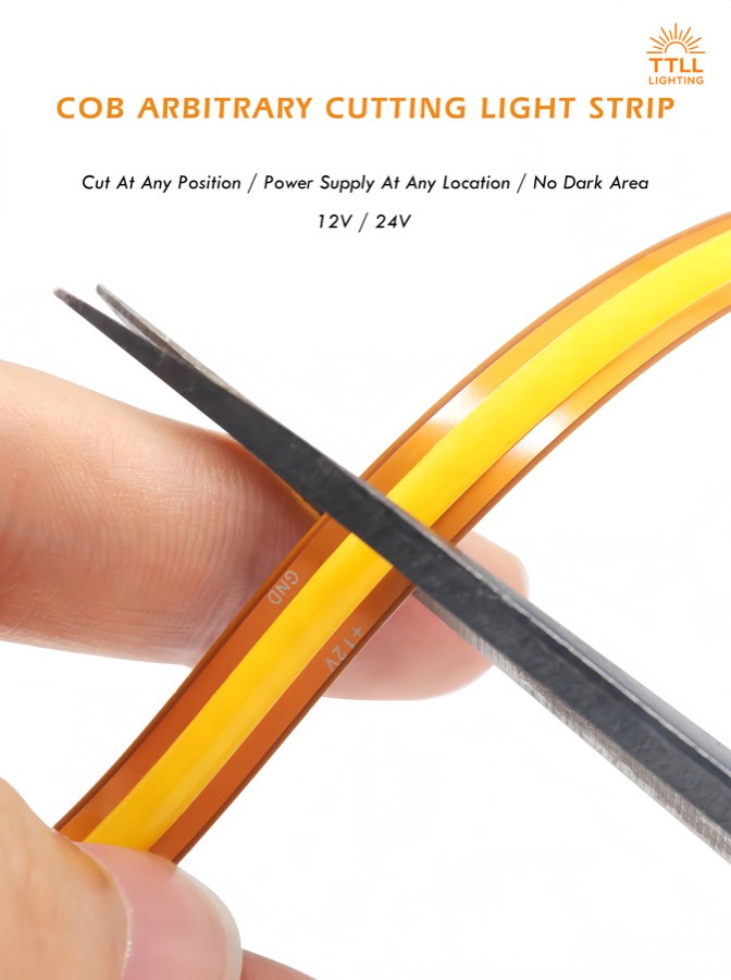 Custom COB LED strip with free cut design for OEM projects
