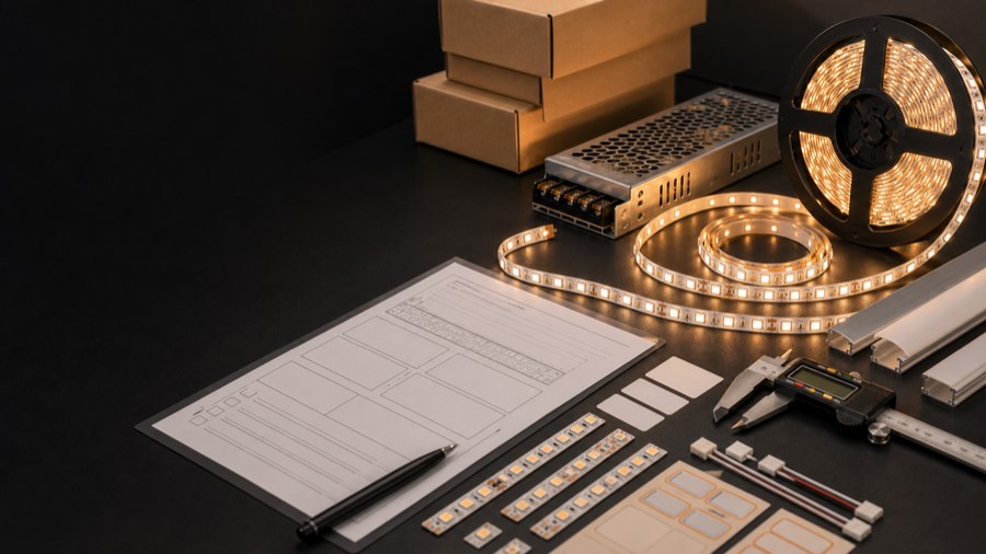 Custom LED strip lights with OEM specification sheet samples labels and power supply matching